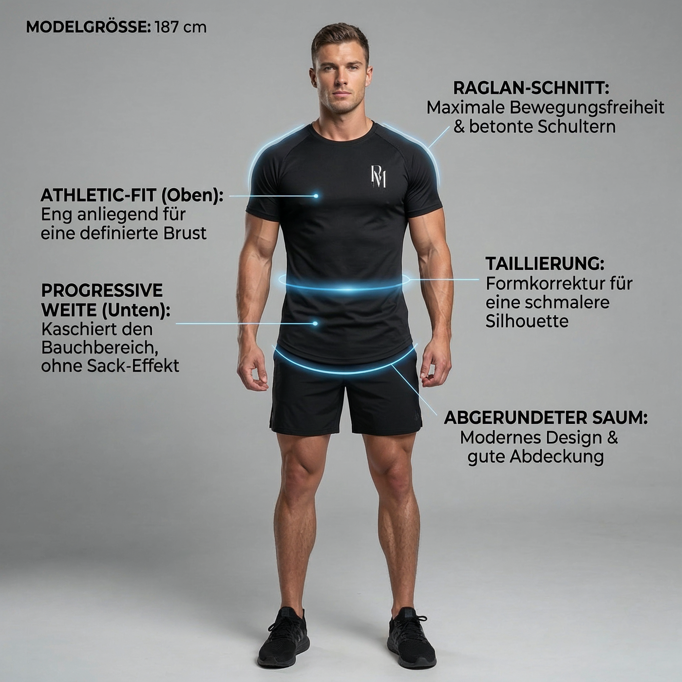 V-Shaper Athletic Fit: Raglan-Schnitt, Taillierung und abgerundeter Saum im Überblick